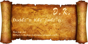 Dudás Kálmán névjegykártya